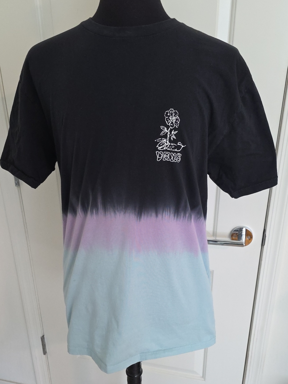 Vans Black to Lavender and Light Blue Ombre Floral Graphic Tee